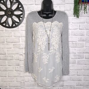 Xhilaration Oversized Sheer Lace Tunic Top Shirt Boho Hippie Size Small Medium